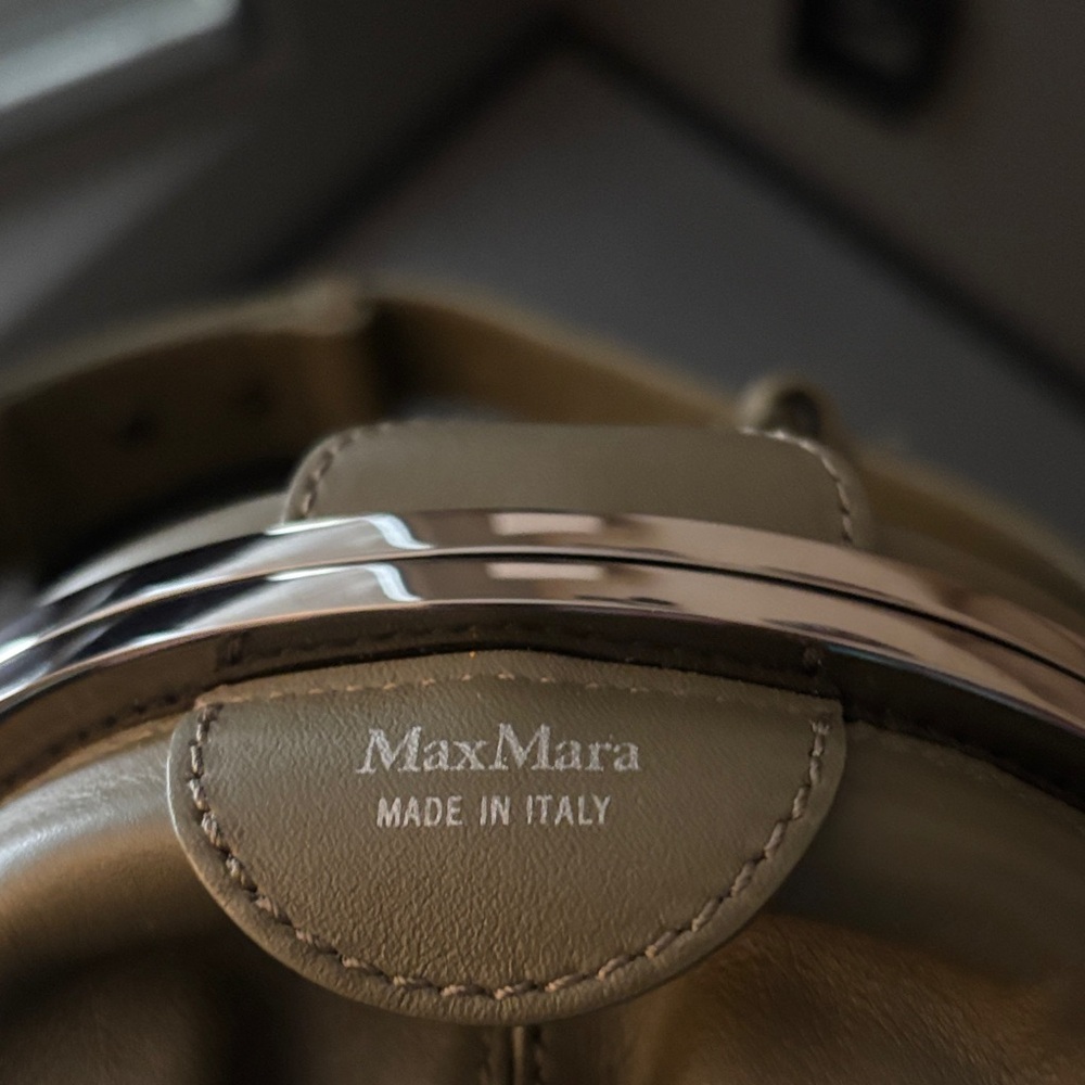 MaxMara Khaki Leather Bag with Silver Detail